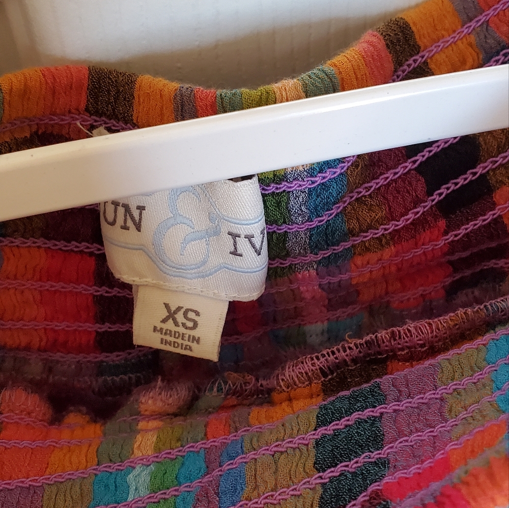 Jun & Ivy Gingham Multi Colored Flutter Sleeve Ti… - image 2